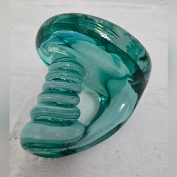 Green Glass Desk Pen Holder & Paperweight - Picture 4 of 5